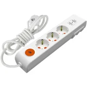 Сетевой фильтр 3 гнезда +2USB 3 метра 2P+E 16A белый Mutlusan