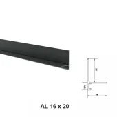 AL 16×20, Микро плинтус для пола, матовый черный, 2.5 м