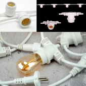 Уличная ретро гирлянда белая без ламп 10 патронов E27 10 метров