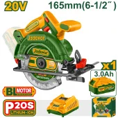 Беспроводная циркулярная пила на аккумуляторе 20V 3Ah; Ø165мм; Jadever
