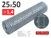 Сетка сварная оцинкованная в рулоне ячейка 25х50мм Ø1,4мм Ширина -1м; Rultehcom