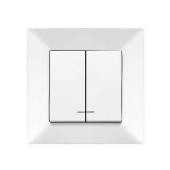 Выключатель двухклавишный с подсветкой Meridian Viko by Panasonic. Белый