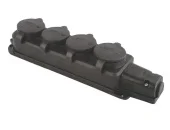 Колодка розеточная 4 гнезда 2P+E 16А каучук черная IP44 Mutlusan