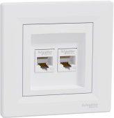 Розетка RJ45 двойная белая Schneider ASFORA