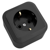 Розетка 2P+E черная СВПР ПРАЛЕСКА