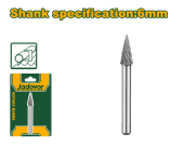 Борфреза (шарожка) ротационная Ø6мм; для металла; конусная; Jadever