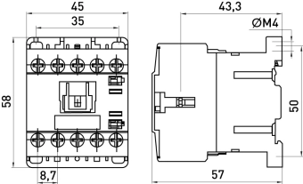 Контактор e.industrial.ukc.12M.220.NO, 12А, 220В, no, малогабаритный