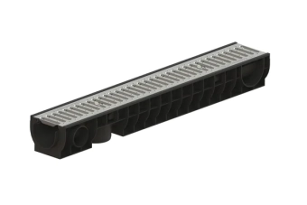 Лоток водоотводный POLYMAX BASIC DN100 H120 с решеткой стальной оцинкованной A15 (1000x160x120)