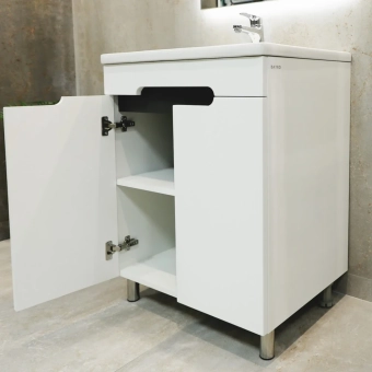 Шкаф напольный Etna Duo белый матовый под умывальник Argo 600