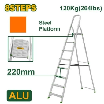 Лестница стремянка на 8 ступени для хозяйственных нужд, 1,66 м 120 кг JDLD3H08 Jadever