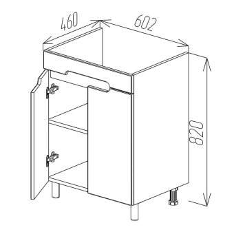 Шкаф напольный Etna Duo белый матовый под умывальник Argo 600
