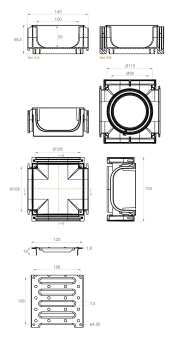 Соединение 4-х стороннее 100/50 мм A15 SAB