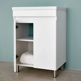 Шкаф напольный Trend Duo белый матовый под умывальник Soft 650