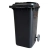 Пластиковый контейнер с крышкой и резиновыми колесами, 240 л, черный. Пластиковый контейнер с крышкой и резиновыми колесами, 240 л, черный.