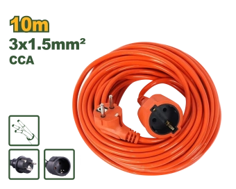Удлинитель электрический, оранжевый (1 гнездо) сечением 3*1,5mm²; 10m; 10A-250V; JDEJAG03 Jadever