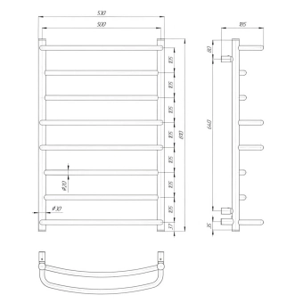 Электрический полотенцесушитель ELNA Каскад-8 с полкой, белый