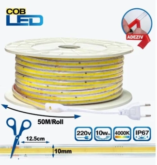 Светодиодная лента COB 220V 10W/m 4000K IP67 50m PL-COB296-W-220 Panlight