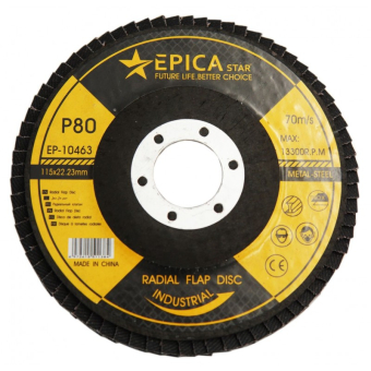 Диск шлифовальный по металлу, лепестковый P80 Ø115mm, EP-10463, Epica Star