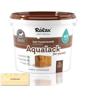 Лак акриловый на водной основе, прозрачный, полу глянцевый, Aqualack Panel 1,0кг, Rolax