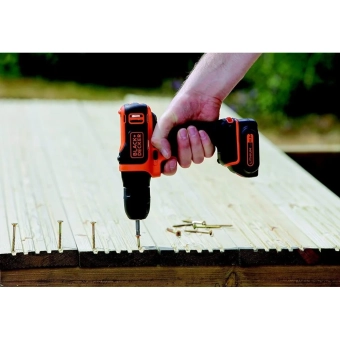 Дрель/шуруповерт с аккумулятором Black&Decker BDCD12 Li-Ion 10,8 В 1,5 Ач 1 скорость 1 батарея