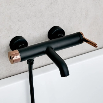 Смеситель для ванны с гарнитурой для душа - MAT│ECO Серия GRAND - однорычажный, черный