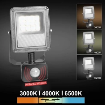 Прожектор LED с датчиком движения PL-FLS10W-3CCT 10W 3000K/4000K/6500K
