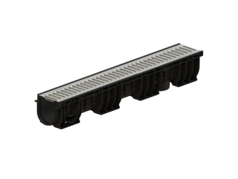 Лоток водоотводный пластиковый BASE DN100 H150 с решеткой щелевой стальной оцинкованной A15