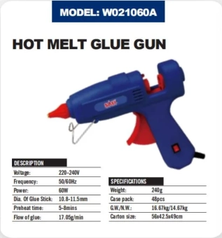 Пистолет термоплавкий клеевой 60 Вт, SALI W021060A