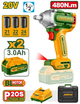 Гайковерт на аккумуляторе 0-2200rpm 480-600Nm 3Ah; JDCD1B48 Jadever