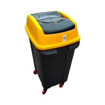 Мусорный бак на колесах HIPPO 70L Антрацит/Желтый