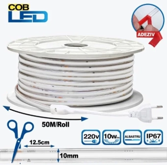 LED Лента COB 220В 50 m синий 10W/m IP67 PL-COB296-B-220
