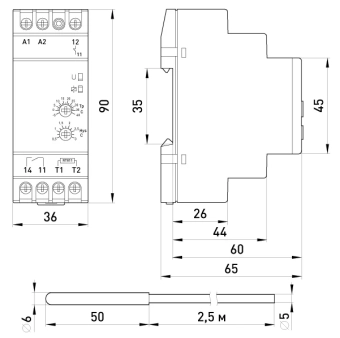 Реле контроля температуры e.control.h01, 16A, АС/DC 24-240, -5…+40 °С
