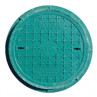 Крышка канализационная круглая из ПП, съемная, нагрузка до 10 тн – Ø600мм, Зеленый