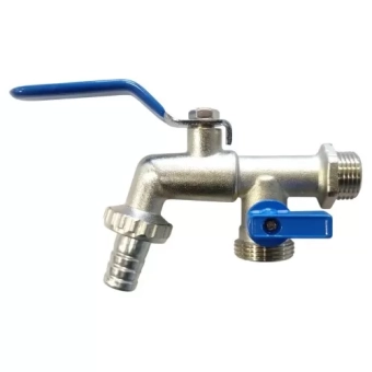 Сервисный кран с двумя выходами HYDRO-S, M x держатель шланга x резьба - 1/2"x3/4"x3/4"