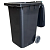 Пластиковый контейнер с крышкой и резиновыми колесами, 240 л, черный.