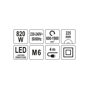 Шлифмашина Yato YT82355 225 мм 820 Вт 220 - 240 В 600 - 1900 об/мин