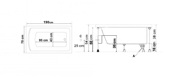 Прямоугольная ванна Milas 70x190cm SG Stelle Banyo Турция