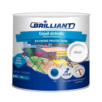 Эмаль алкидная Brilliant Extreme белый матовый 2.5л