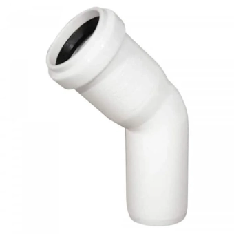 Отвод ПП канализационный Aquer. д 32 мм. 45 градусов. Белый