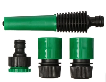 Набор: насадка для полива, коннектор, коннектор с аквастоп 1/2" (12 мм), адаптер 1/2"−3/4" (12 мм−19 мм), ABS−пластик