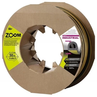 Уплотнительная лента Zoom Industrial (гаражная) "D" черный, (21х17мм)