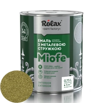 Срок Эмаль Алкидно-уретановая с металлической стружкой MIOFE, Золото, ROLAX 0.75L