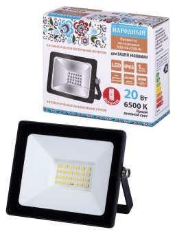 Прожектор светодиодный 20Вт 6500К c фотореле IP65 черный СДО4Н-Ф TDM