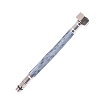 Шланг ПВХ в металлической оплетке (inox) для смесителя M10*1*F1/2"; 80см; L17