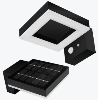 Светильник на солнечной батарее LED 2W 4000K IP44 с датчиком движения настенный PL-130041PSSE черный PANLIGHT