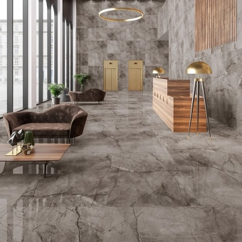 Плитка керамогранит ROOT Ash 60*120 см глянцевый, темно-коричневый, мрамор