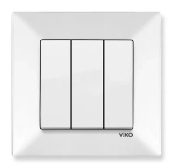 Выключатель трехклавишный Meridian Viko by Panasonic. Белый