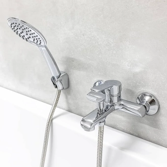 Смеситель для ванны с гарнитурой для душа - MAT│ECO Серия ECRU - однорычажный, хром