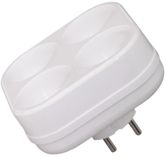 Тройник на 4 розетки 2P 10A 230V кважратный белый 1000kW