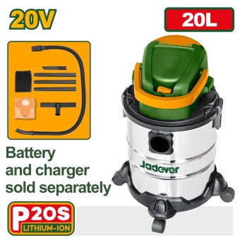 Пылесос беспроводной 20V, 20 л, шланг 1.5 м JDQV1A20 Jadever